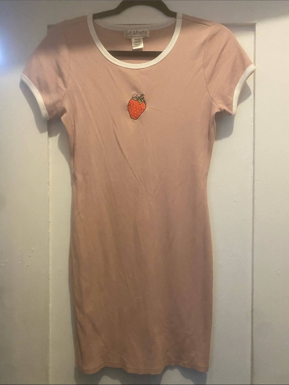 Cut & Paste Blush Pink Strawberry Ringer Mini Dress